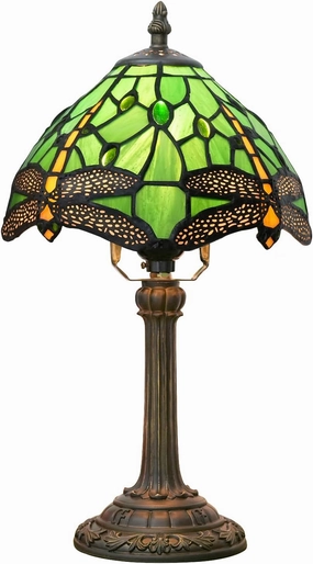 Tiffany Lamp Green Dragonfly Stained Glass Table Lamp 8X8X14 Inches Green Dragonfly Style Desk Reading Light Decor Beside Bedroom Living Room Home (H1057-Green Dragonfly)