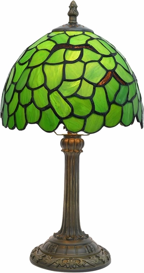 Tiffany Lamp Stained Glass Table Lamp 8X8X14 Inches Desk Reading Light Decor Beside Bedroom Living Room Home (H-1056- Green Leaf)
