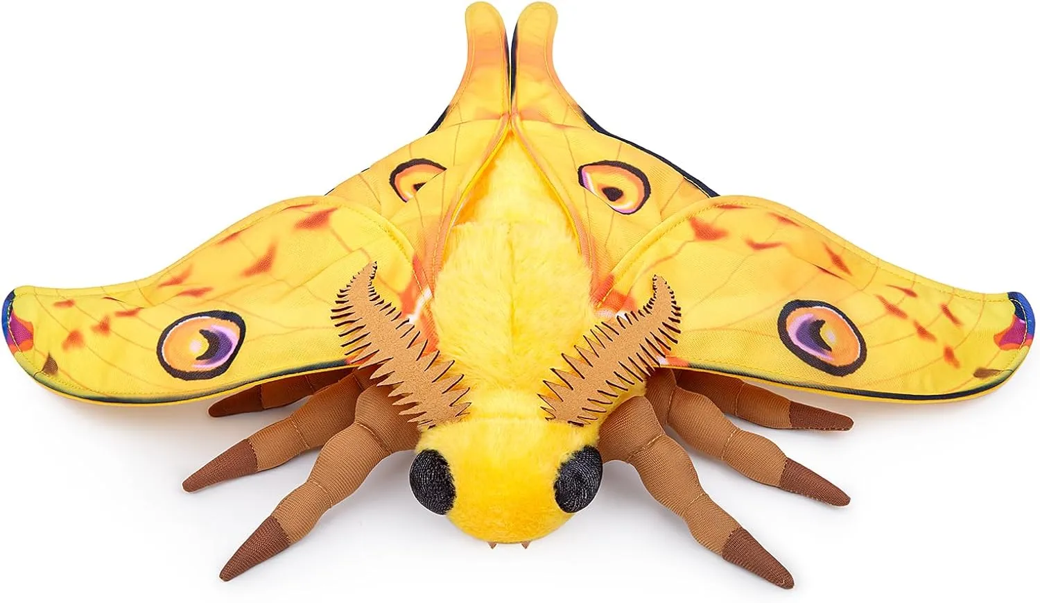 Tiny Heart Simulation Luna Moth Plush Toy 10.62inch Soft Realistic Luna Moth Stuffed Animal Plush Toy for Kids Insect Lovers Boys and Girls Gifts Home Decoration Yellow