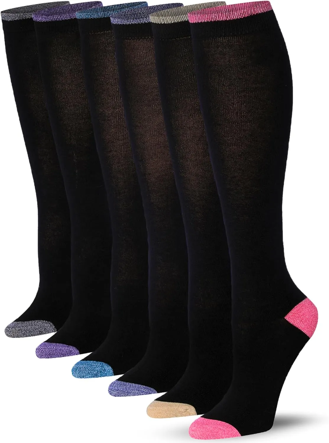 Tipi Toe Women's 6 Pairs Colorful Patterned Knee High Socks