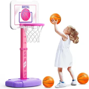 Toddler Basketball Hoop Indoor for Kids, Height Adjustable Poolside Basketball Hoop with 3 Balls for Outdoor Game, Portable Mini Basketball Goal Sport Toys Gift for Toddler Boy Girl Age 2 3 4