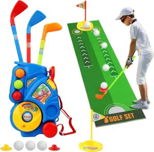 Toddler Golf Set,Upgraded Kids Golf Clubs with Mat,Indoor and Outdoor Golf Toys Gifts for 3 4 5 6Years Old Boys and Girls (Blue)