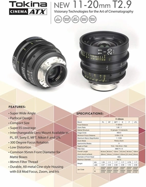 Tokina Cinema 11-20mm T2.9 F Mount