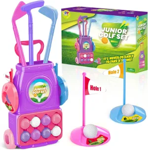 TOY Life Pink Golf Clubs for Girls - Girls Golf Set for Toddlers - Girls Sports Toys - Indoor & Outdoor Toys for Girls - Golf Game for Girls - Birthday Gifts for Girls Ages 2 3 4 5 6
