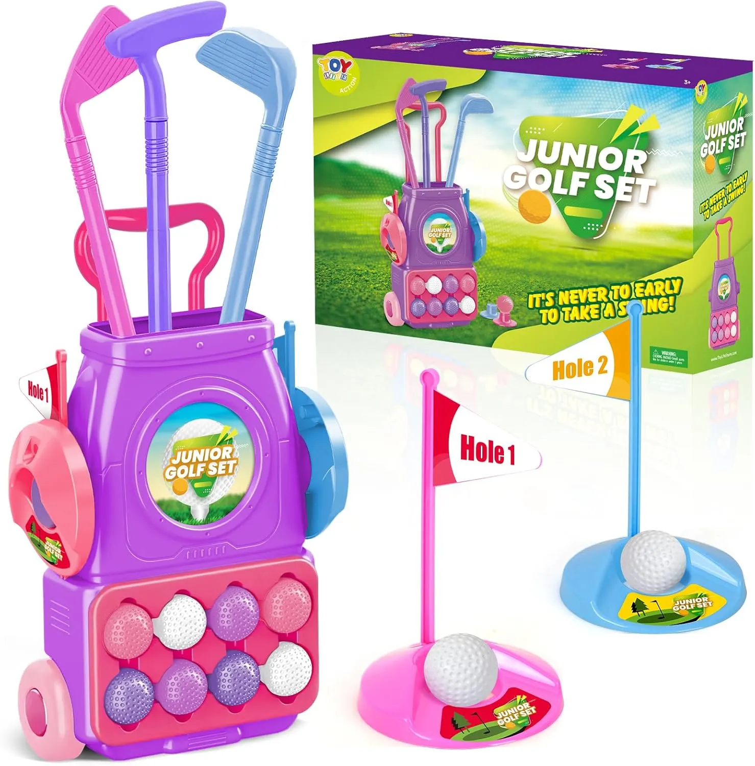 TOY Life Pink Golf Clubs for Girls - Girls Golf Set for Toddlers - Girls Sports Toys - Indoor & Outdoor Toys for Girls - Golf Game for Girls - Birthday Gifts for Girls Ages 2 3 4 5 6