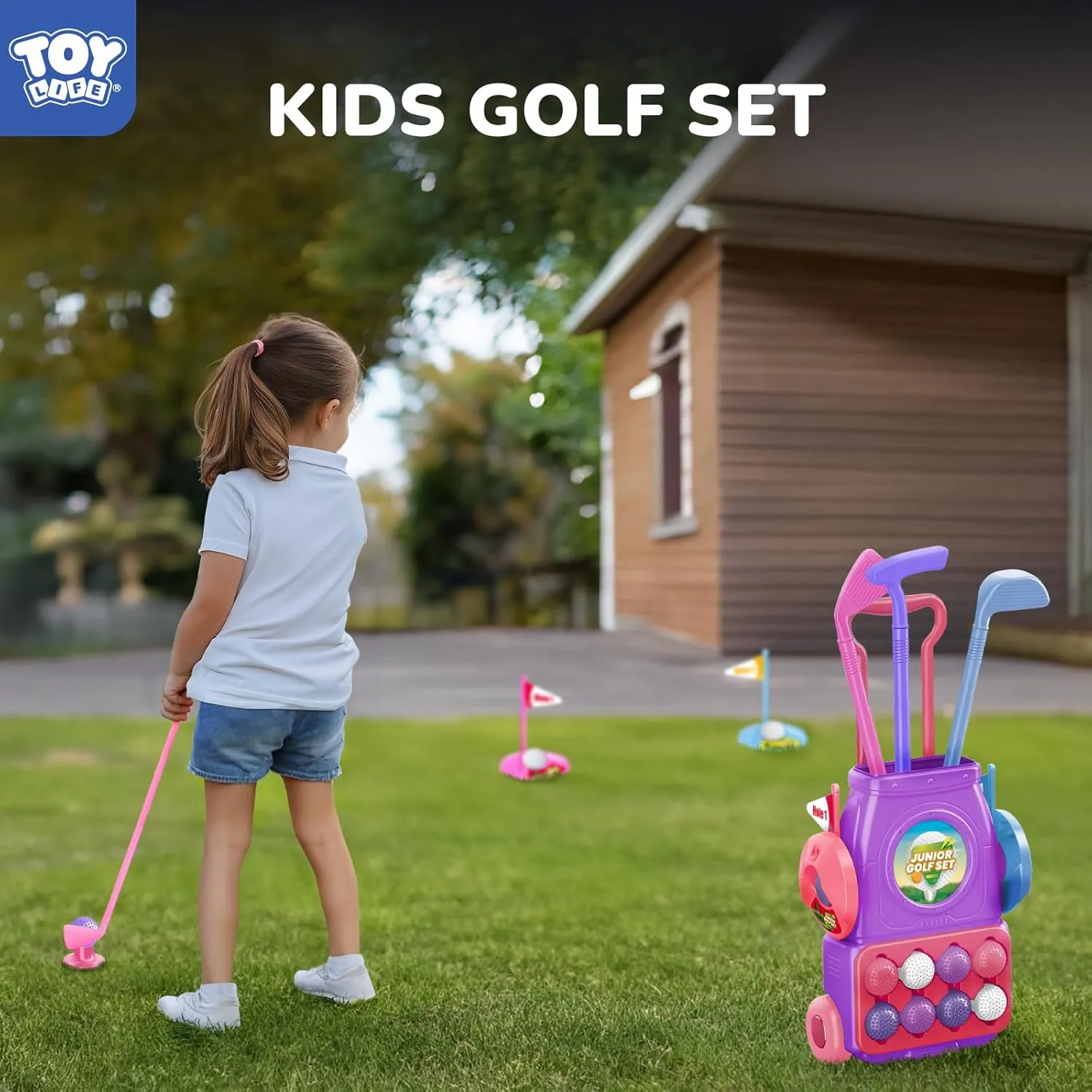 TOY Life Pink Golf Clubs for Girls - Girls Golf Set for Toddlers - Girls Sports Toys - Indoor & Outdoor Toys for Girls - Golf Game for Girls - Birthday Gifts for Girls Ages 2 3 4 5 6