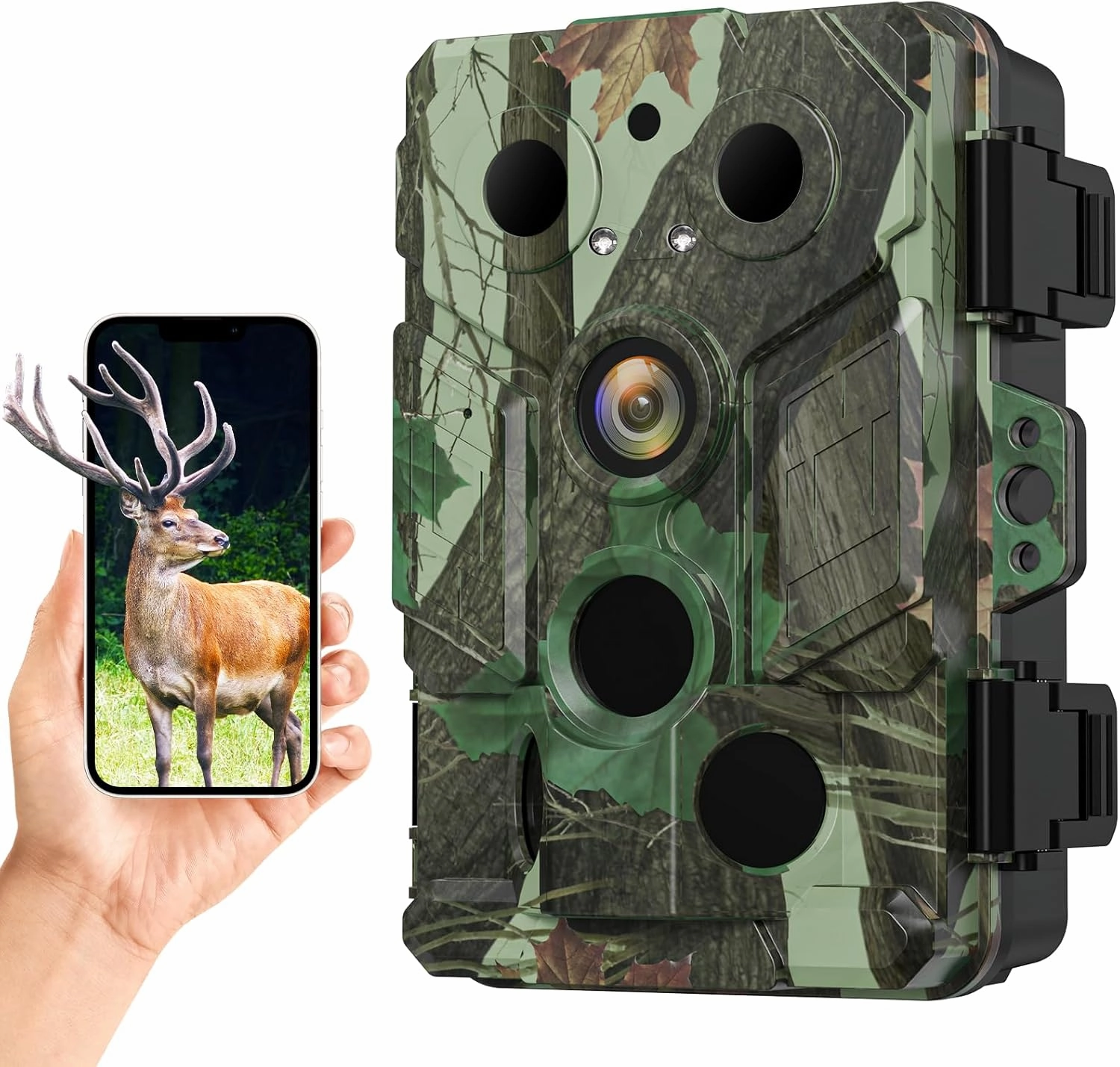 Trail Camera WiFi 1080P 32MP, Game Camera with Night Vision, 0.05s Trigger Motion Activated, IP66 Waterproof 120°Wide-Angle 42pcs No Glow Infrared LEDs for Wildlife Monitoring