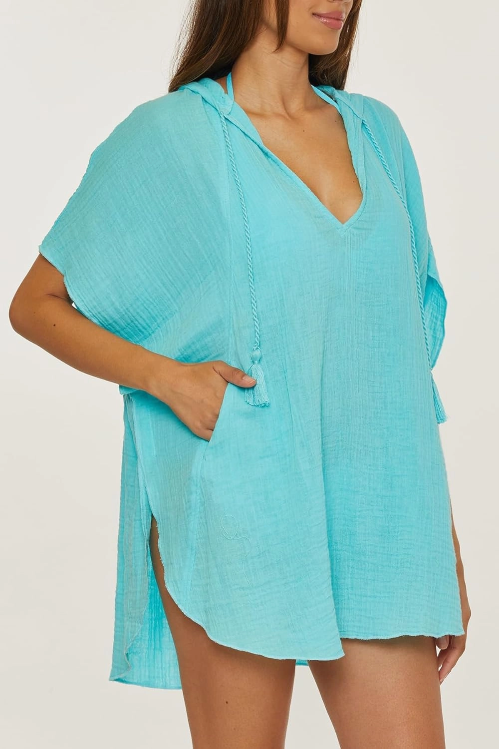 Trina Turk Women's Standard Serene Poncho, V-Neck, Casual, Pull On, Beach Cover Ups