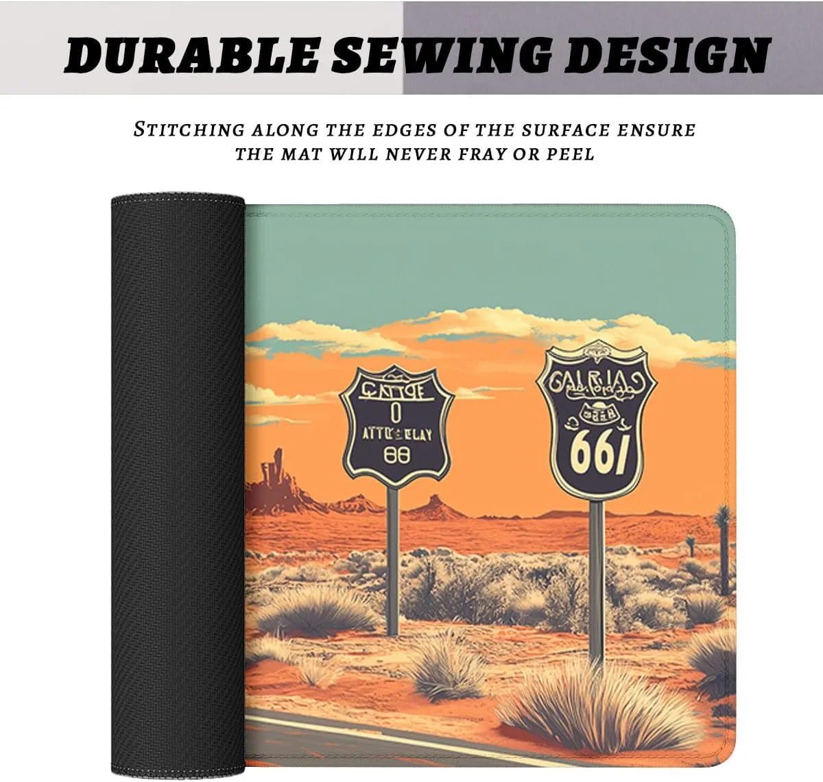 Trip Mouse Pad, Rustic Vintage American Road Cactus Desert Extended Keyboard Mouse Mat for Computer Office, Big Laptop Mouse pad, Gaming Pc 31.5 x 11.8 inch