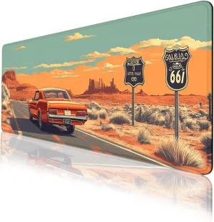 Trip Mouse Pad, Rustic Vintage American Road Cactus Desert Extended Keyboard Mouse Mat for Computer Office, Big Laptop Mouse pad, Gaming Pc 31.5 x 11.8 inch