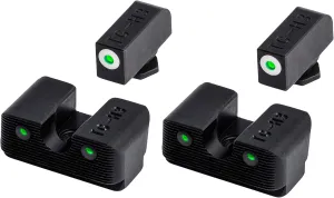 TruGlo Tritium Pro Compact Glow in The Dark Front and Rear Gun White Sight with Focus Lock Ring Compatible with Glock Handgun Models, Black (2 Pack)