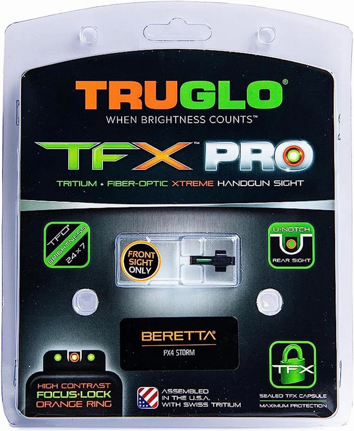 Truglo TFX PRO Handgun Sight, Glowing Shock Proof Tritium and Fiber Optic Night Sight for Handguns, Compact, Durable, and Snag Free Sight