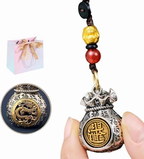 Twelve Zodiac God of Wealth Bag, Daily Prosperity and Fortune-Filled Money Bag Pendant, Zodiac Key Ring Pendant Accessories