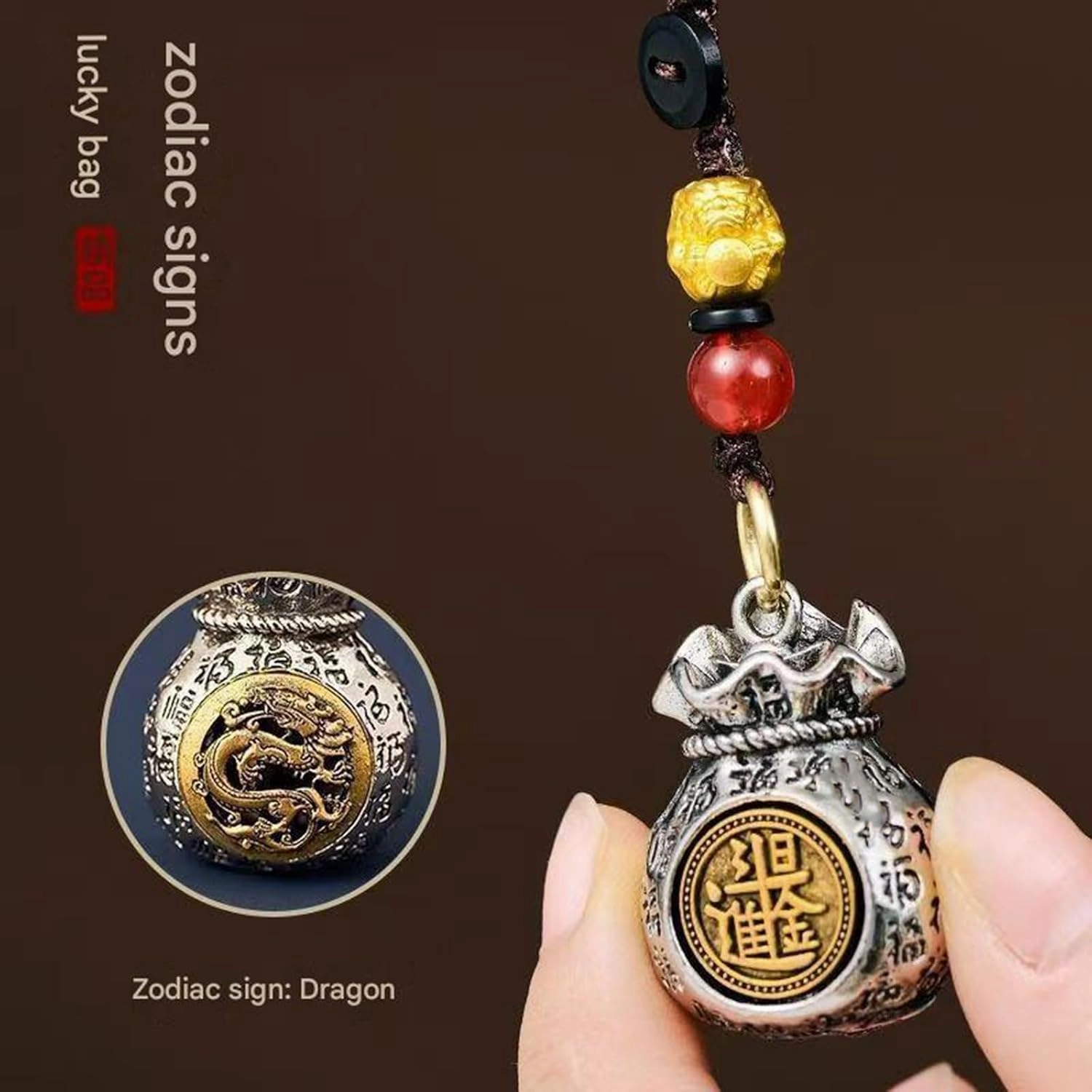 Twelve Zodiac God of Wealth Bag, Daily Prosperity and Fortune-Filled Money Bag Pendant, Zodiac Key Ring Pendant Accessories