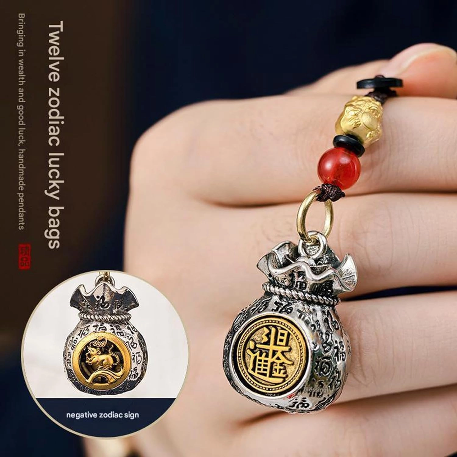 Twelve Zodiac God of Wealth Bag, Daily Prosperity and Fortune-Filled Money Bag Pendant, Zodiac Key Ring Pendant Accessories