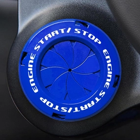 Tybasthe Rotary Push Start Button Cover, Car Accessories Engine Start Stop Button Cover, Car Stickers Interior Decor, Motorcycle Ignition Key Switch Cover, Blue