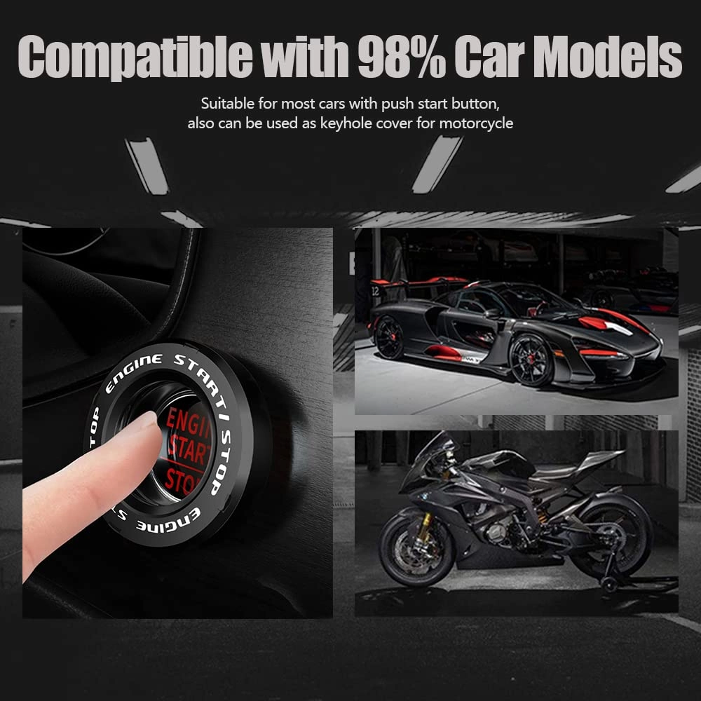 Tybasthe Rotary Push Start Button Cover, Transformers Car Accessories Engine Start Stop Button Cover, Autobots Car Stickers Interior Decor, Motorcycle Ignition Key Switch Cover, Black