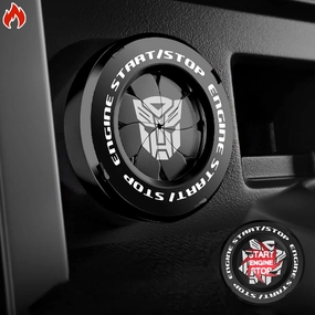 Tybasthe Rotary Push Start Button Cover, Transformers Car Accessories Engine Start Stop Button Cover, Autobots Car Stickers Interior Decor, Motorcycle Ignition Key Switch Cover, Black
