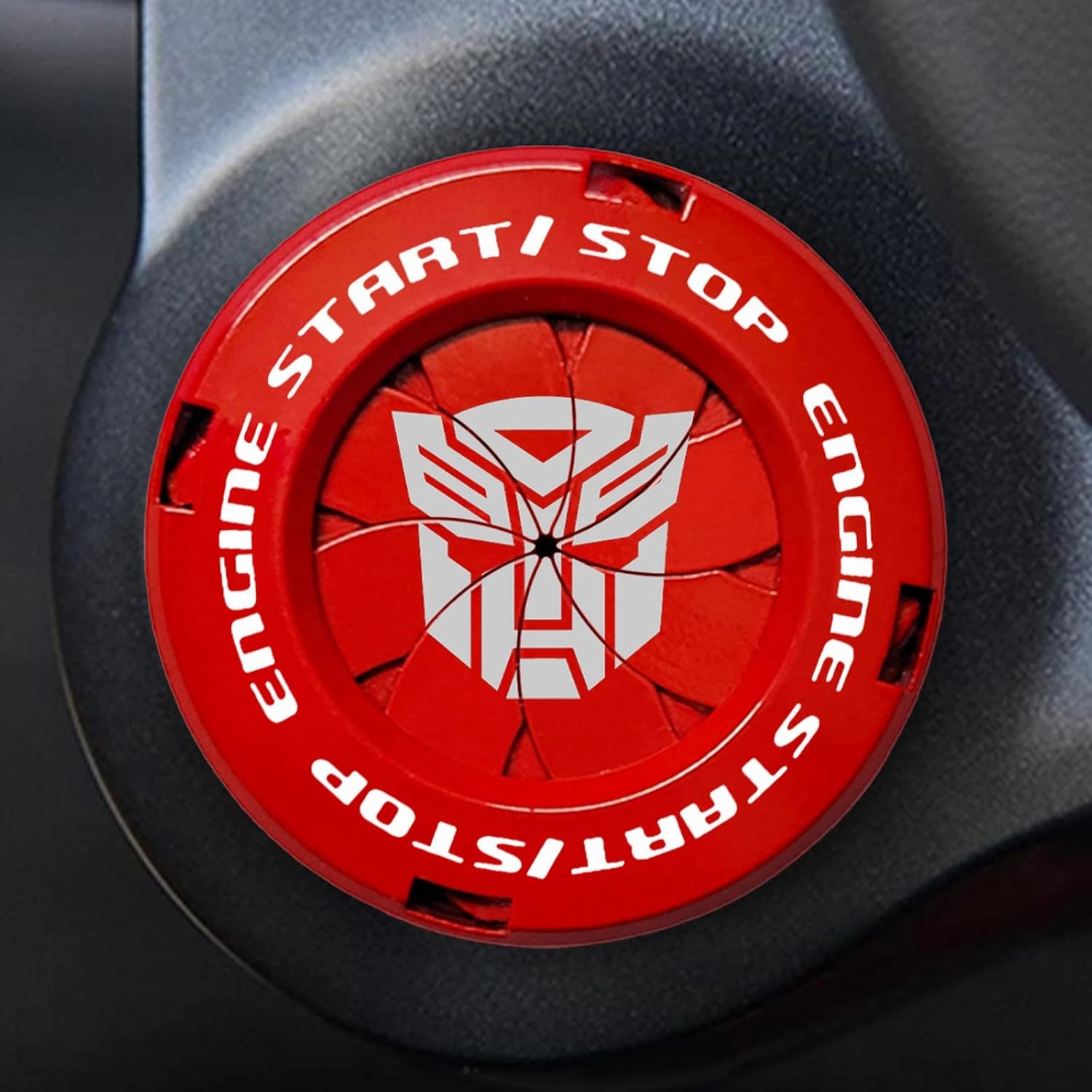 Tybasthe Rotary Push Start Button Cover, Transformers Car Accessories Engine Start Stop Button Cover, Autobots Car Stickers Interior Decor, Motorcycle Ignition Key Switch Cover, Red
