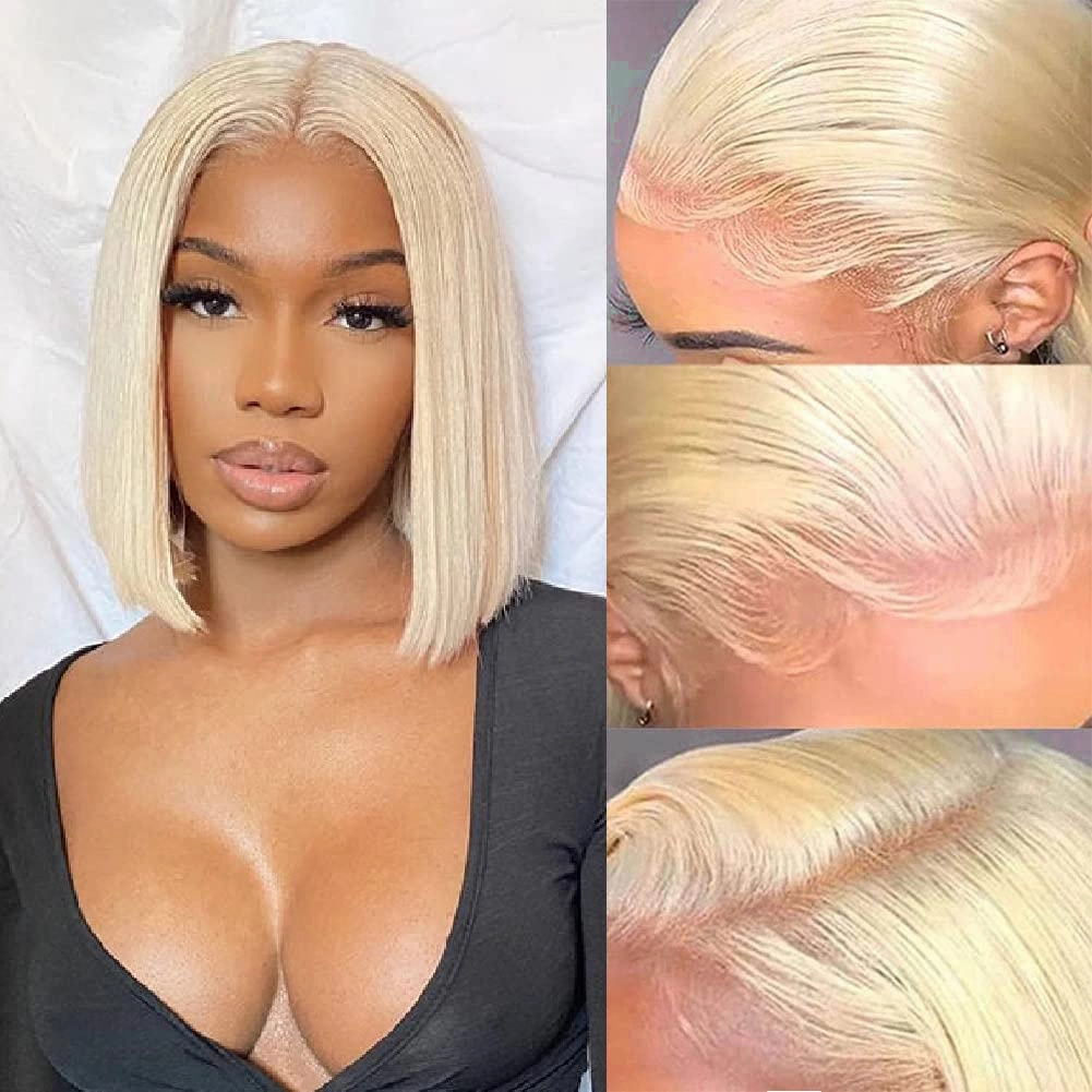 UCUVIC Blonde Bob Wig HD Lace Front 613 Wigs Human Hair 13x4 Bob Wig Human Hair Replacement Wigs,613 Blonde Straight Glueless Lace Front Wigs Human Hair Bob Wigs for Black Women 12 Inch