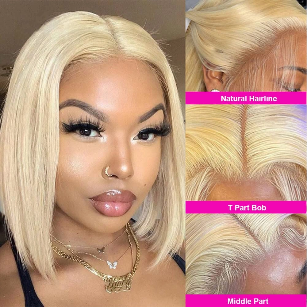 UCUVIC Blonde Bob Wig HD Lace Front 613 Wigs Human Hair 13x4 Bob Wig Human Hair Replacement Wigs,613 Blonde Straight Glueless Lace Front Wigs Human Hair Bob Wigs for Black Women 12 Inch