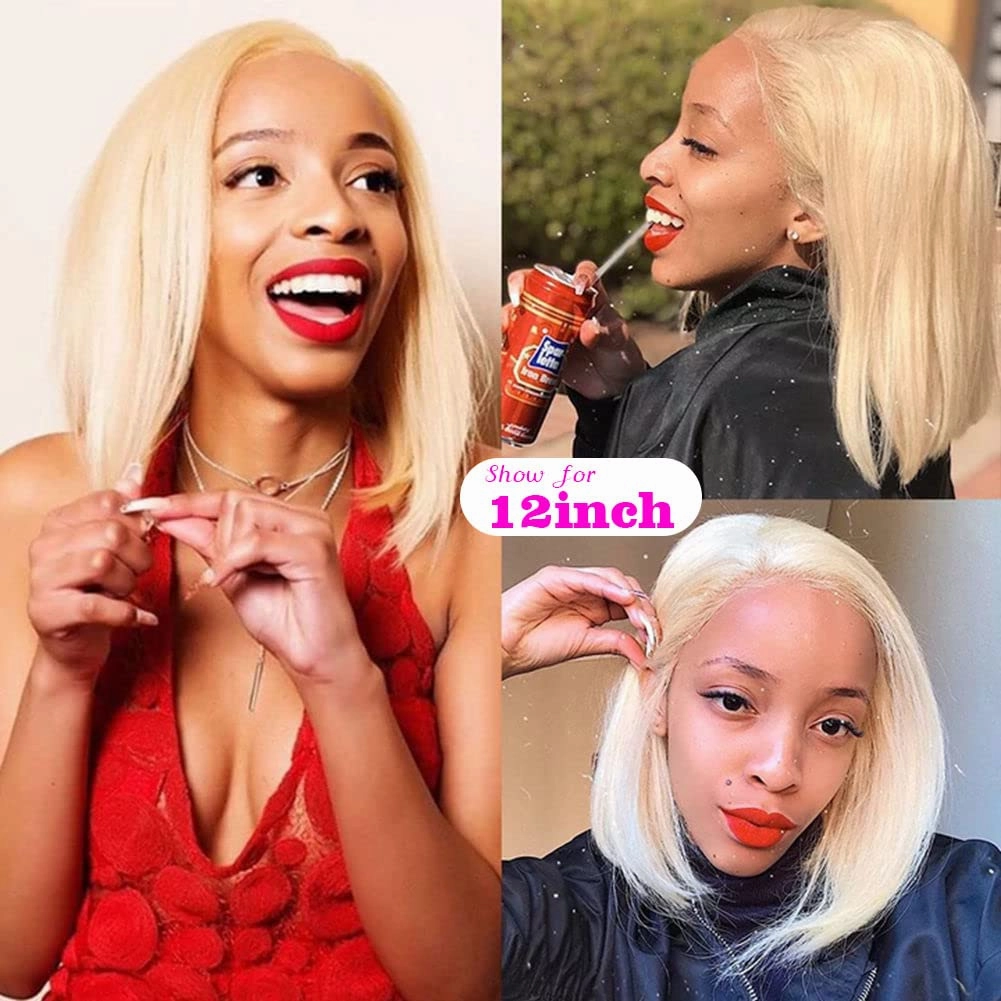 UCUVIC Blonde Bob Wig HD Lace Front 613 Wigs Human Hair 13x4 Bob Wig Human Hair Replacement Wigs,613 Blonde Straight Glueless Lace Front Wigs Human Hair Bob Wigs for Black Women 12 Inch