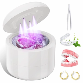 Ultrasonic Retainer-Cleaner,45kHz Denture Cleaner,Dental Cleaning Pod Mouth Guard Cleaner for Dentures,Mouth Guards,Aligner,Jewelry,Braces,Toothbrush,Ring,180ML Retainer-Cleaner Machine(White)