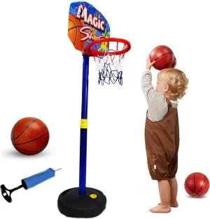 Vangoddy Toddlers Indoor Outdoor Adjustable Height Basketball Hoop with Ball, Pump, and Net for Boys Girls Kids