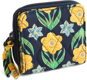Vera Bradley Premium Cotton Small Zip-Around Wallet, Daffodils