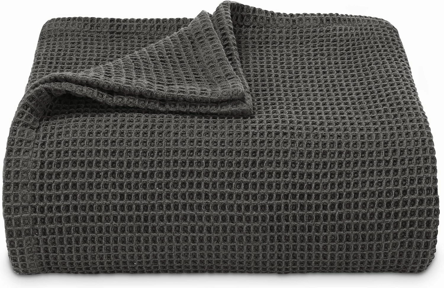Vera Wang - Queen Blanket, Luxury Cotton Bedding, Super Soft Essentials with Waffle Weave Knit (Waffleweave Charcoal Grey, Queen)