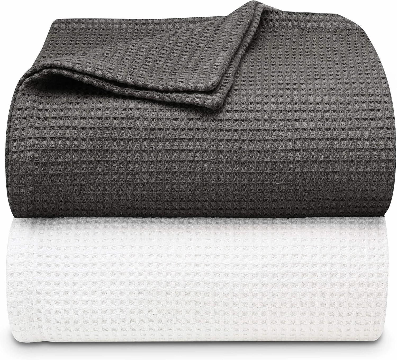 Vera Wang - Queen Blanket, Luxury Cotton Bedding, Super Soft Essentials with Waffle Weave Knit (Waffleweave Charcoal Grey, Queen)