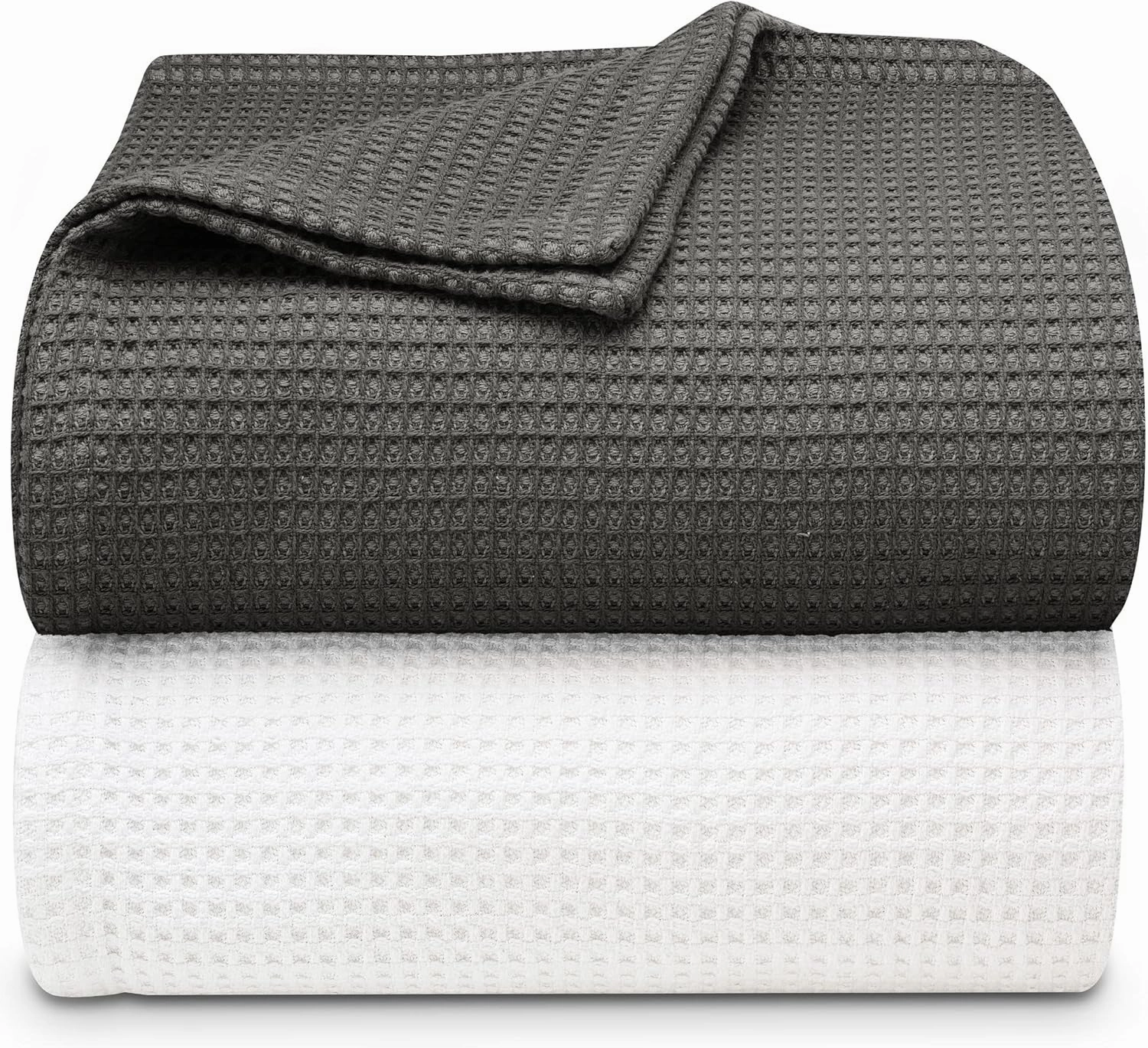 Vera Wang - Queen Blanket, Luxury Cotton Bedding, Super Soft Essentials with Waffle Weave Knit (Waffleweave Charcoal Grey, Queen)
