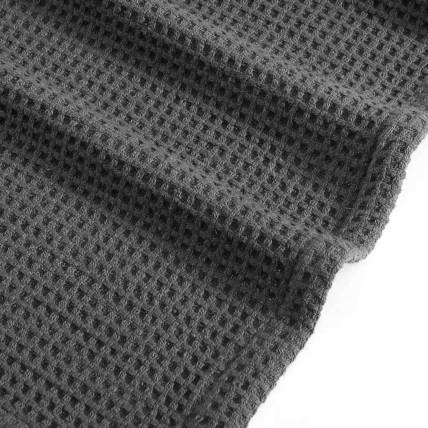 Vera Wang - Queen Blanket, Luxury Cotton Bedding, Super Soft Essentials with Waffle Weave Knit (Waffleweave Charcoal Grey, Queen)