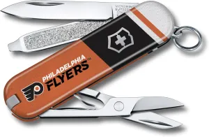 Victorinox Classic SD Swiss Army Knife – Compact 7 Function Swiss Made Pocket Knife with Small Blade, Screwdriver and Key Ring – Philadelphia Flyers