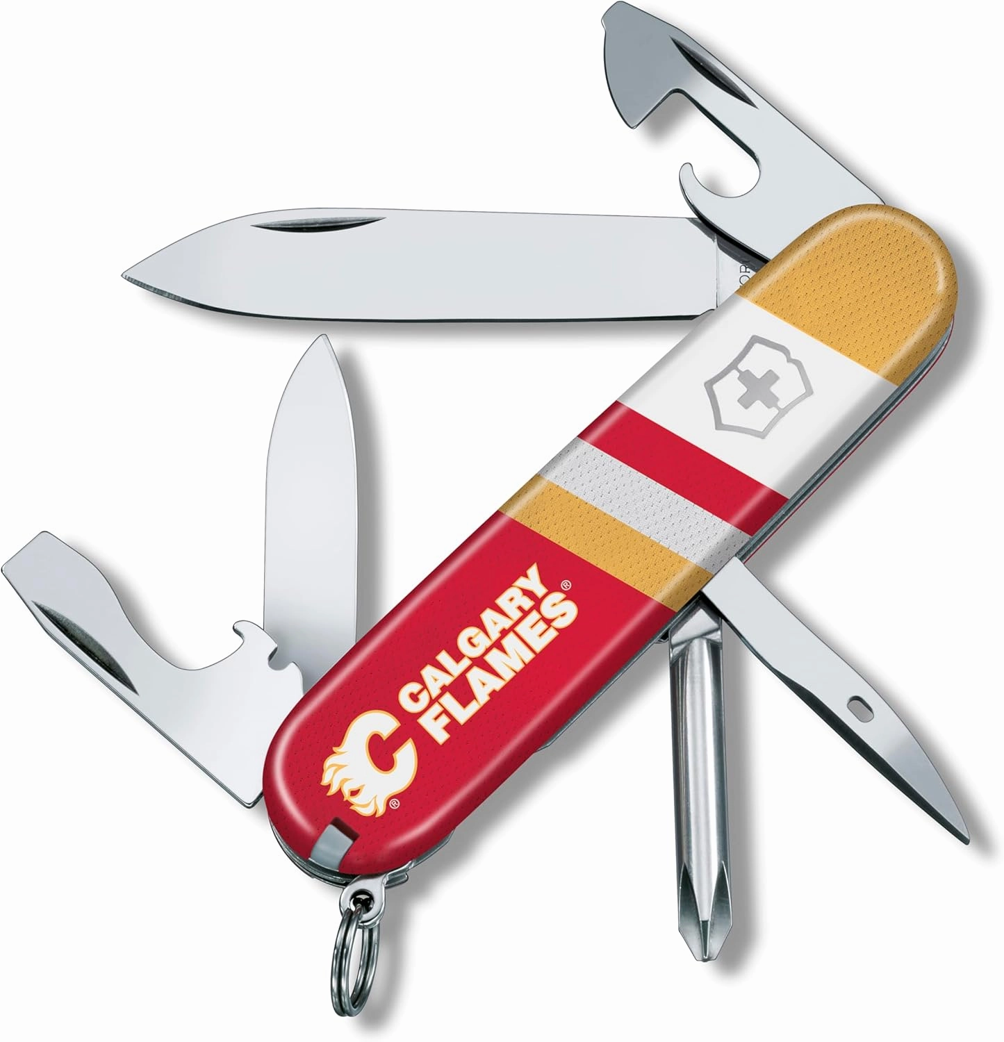 Victorinox Tinker Swiss Army Knife – Compact 12 Function Swiss Made Pocket Knife with Large Blade, Small Blade and Bottle Opener – Calgary Flames