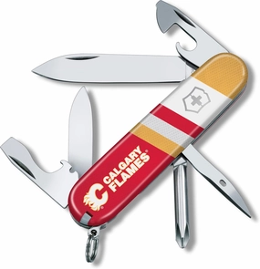 Victorinox Tinker Swiss Army Knife – Compact 12 Function Swiss Made Pocket Knife with Large Blade, Small Blade and Bottle Opener – Calgary Flames