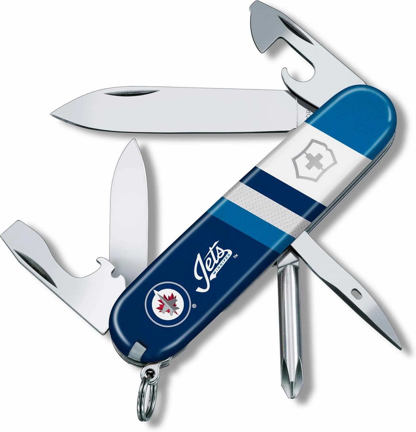Victorinox Tinker Swiss Army Knife – Compact 12 Function Swiss Made Pocket Knife with Large Blade, Small Blade and Bottle Opener – Winnipeg Jets
