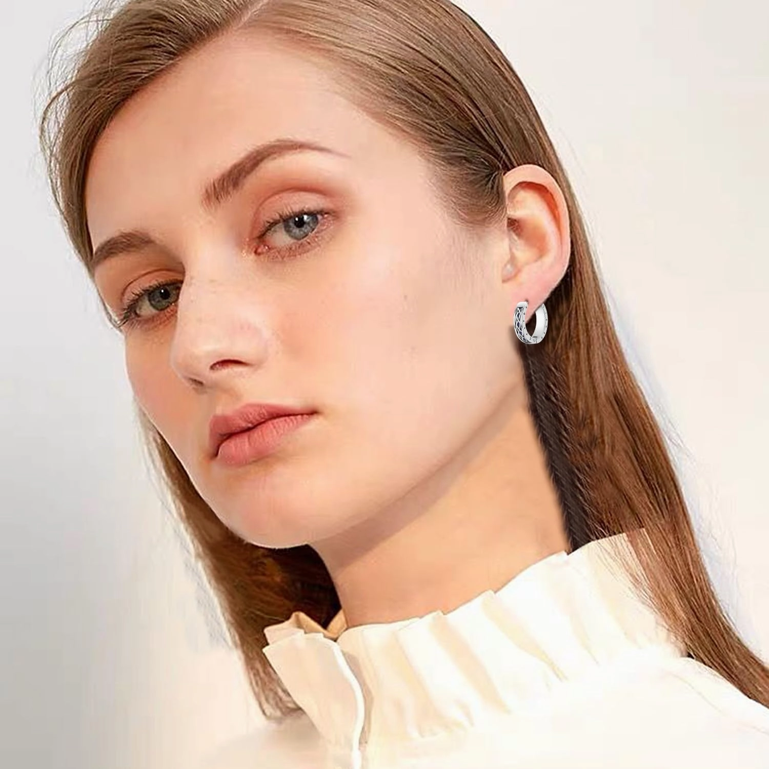 Viking Earrings Norse for Men Women 16mm 925 Sterling Silver Huggie Rune Celtic Hoop Earring Viking Jewelry Gifts Sturdy Punk Hoop Earrings Silver
