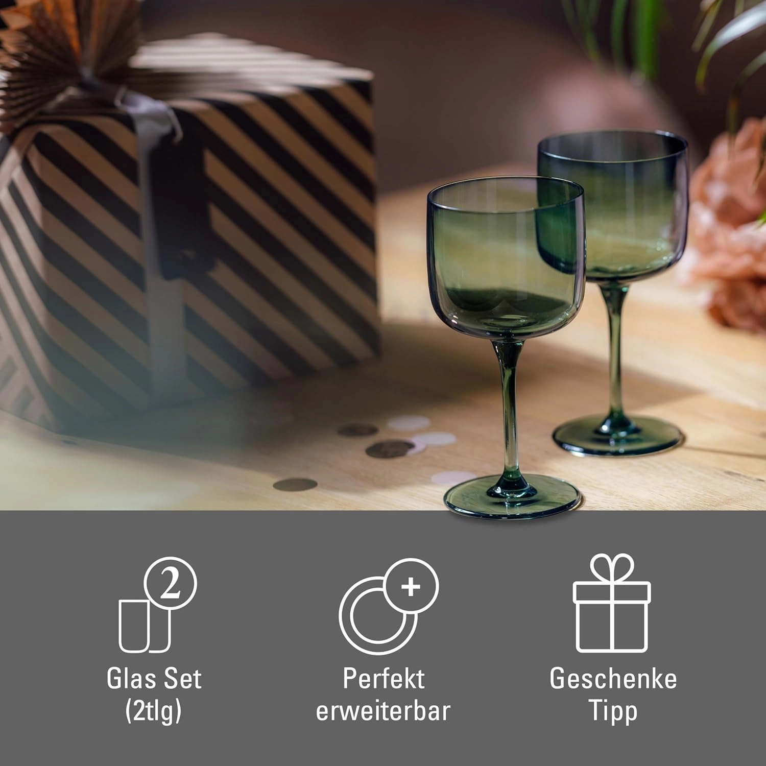 Villeroy & Boch Like Sage Wine/Water Glass Pair