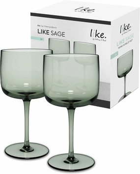 Villeroy & Boch Like Sage Wine/Water Glass Pair