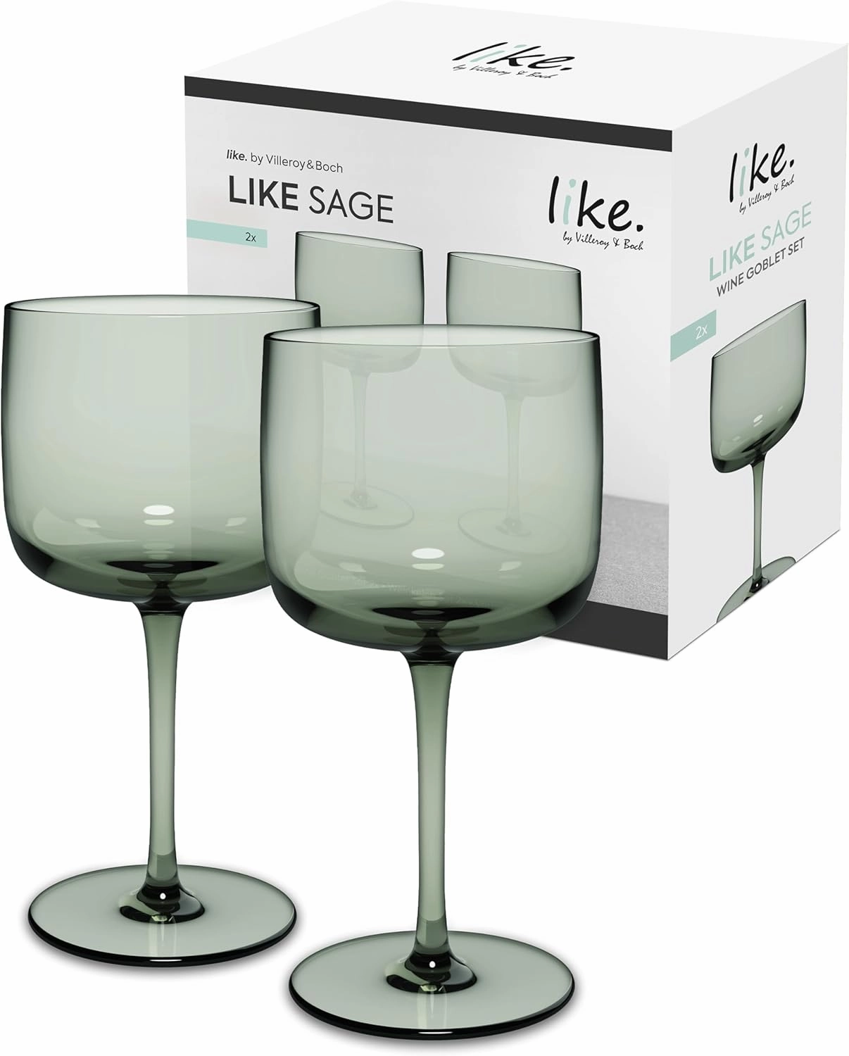 Villeroy & Boch Like Sage Wine/Water Glass Pair