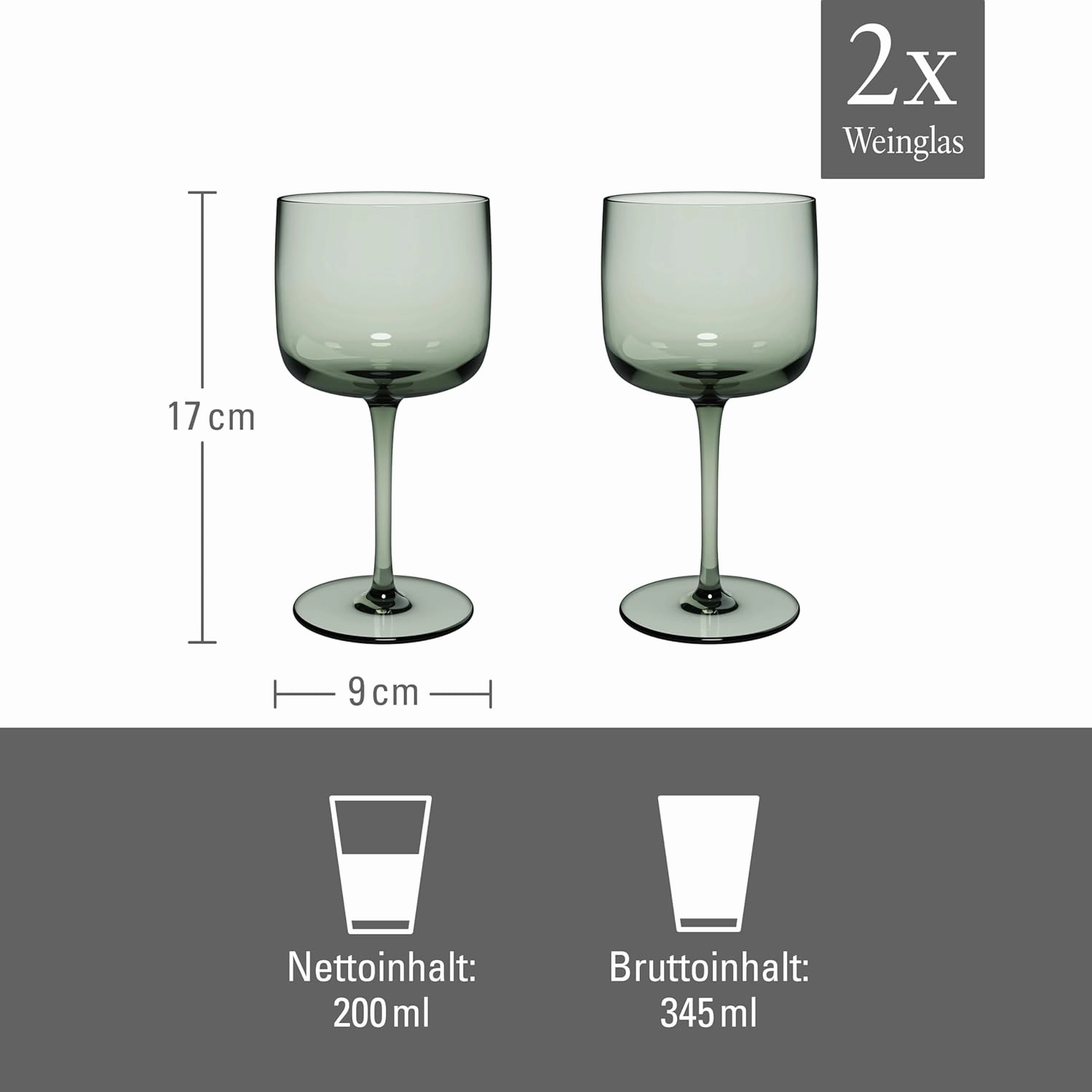Villeroy & Boch Like Sage Wine/Water Glass Pair