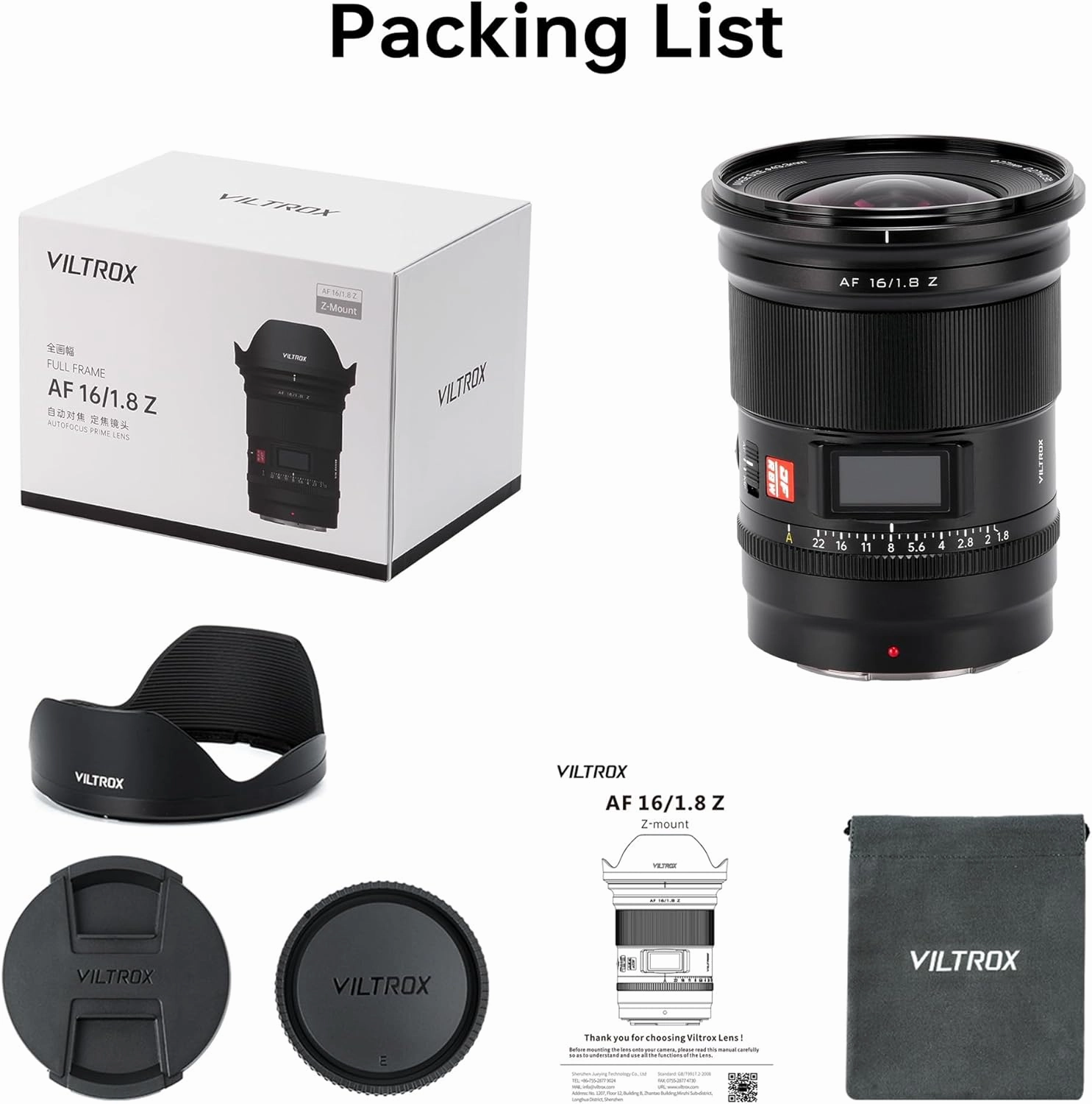 VILTROX AF 16mm f/1.8 Z Full Frame Lens, Auto Focus Lens Compatible with Nikon Z-Mount Mirrorless Cameras Z9 Z8 Z7II Z7 Z6II Z6 Z5 Zf Z50 Zfc Z30