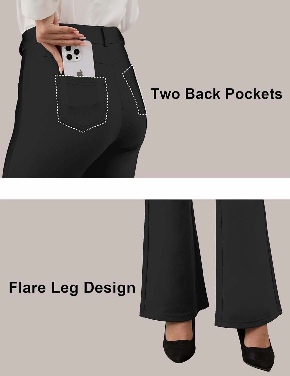 VIMPEP Fleece Lined Dress Pants for Women High Rise Flare Soft Feeling Pull On Work Yoga Pants for Cold Weather 1102