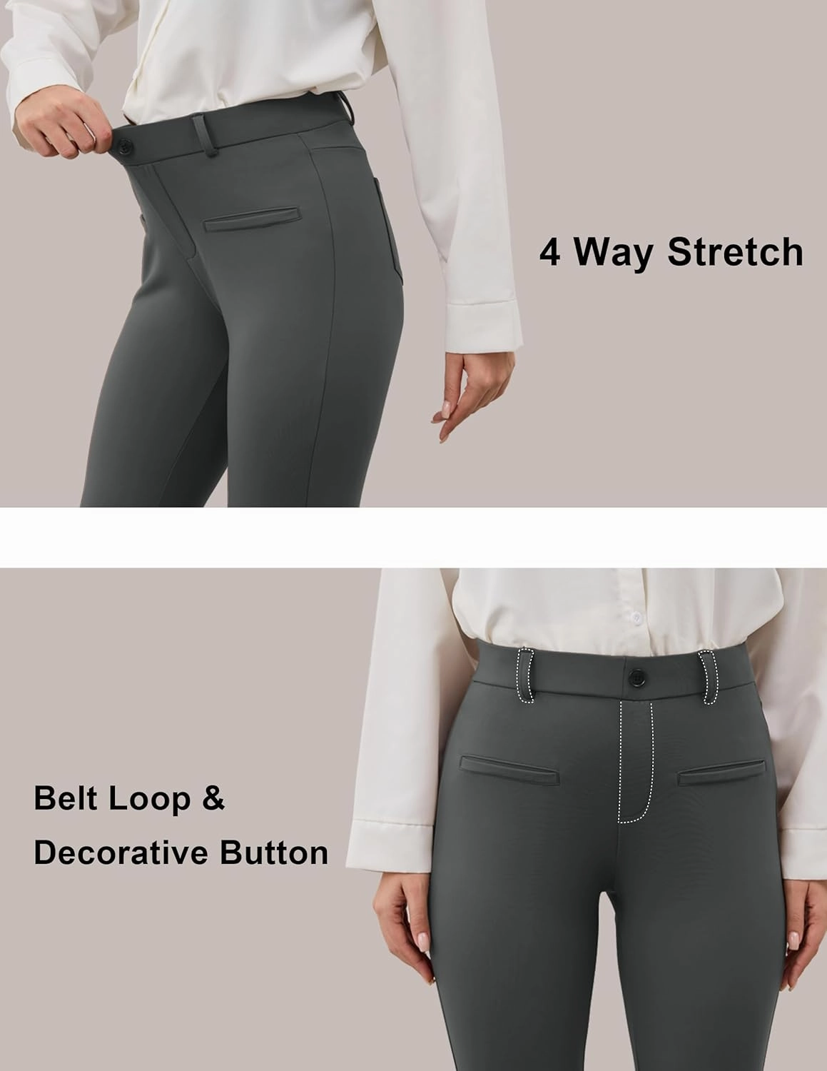 VIMPEP Fleece Lined Dress Pants for Women High Rise Flare Soft Feeling Pull On Work Yoga Pants for Cold Weather 1102