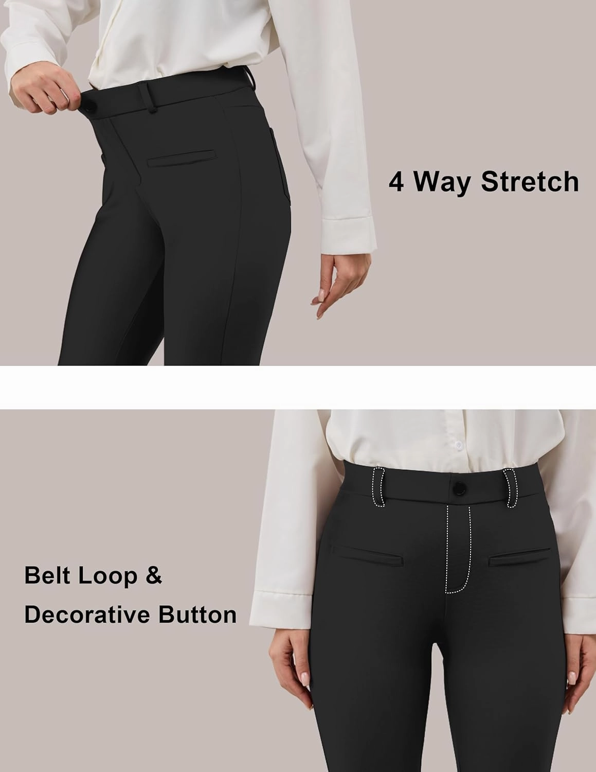 VIMPEP Fleece Lined Dress Pants for Women High Rise Flare Soft Feeling Pull On Work Yoga Pants for Cold Weather 1102