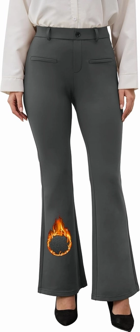 VIMPEP Fleece Lined Dress Pants for Women High Rise Flare Soft Feeling Pull On Work Yoga Pants for Cold Weather 1102