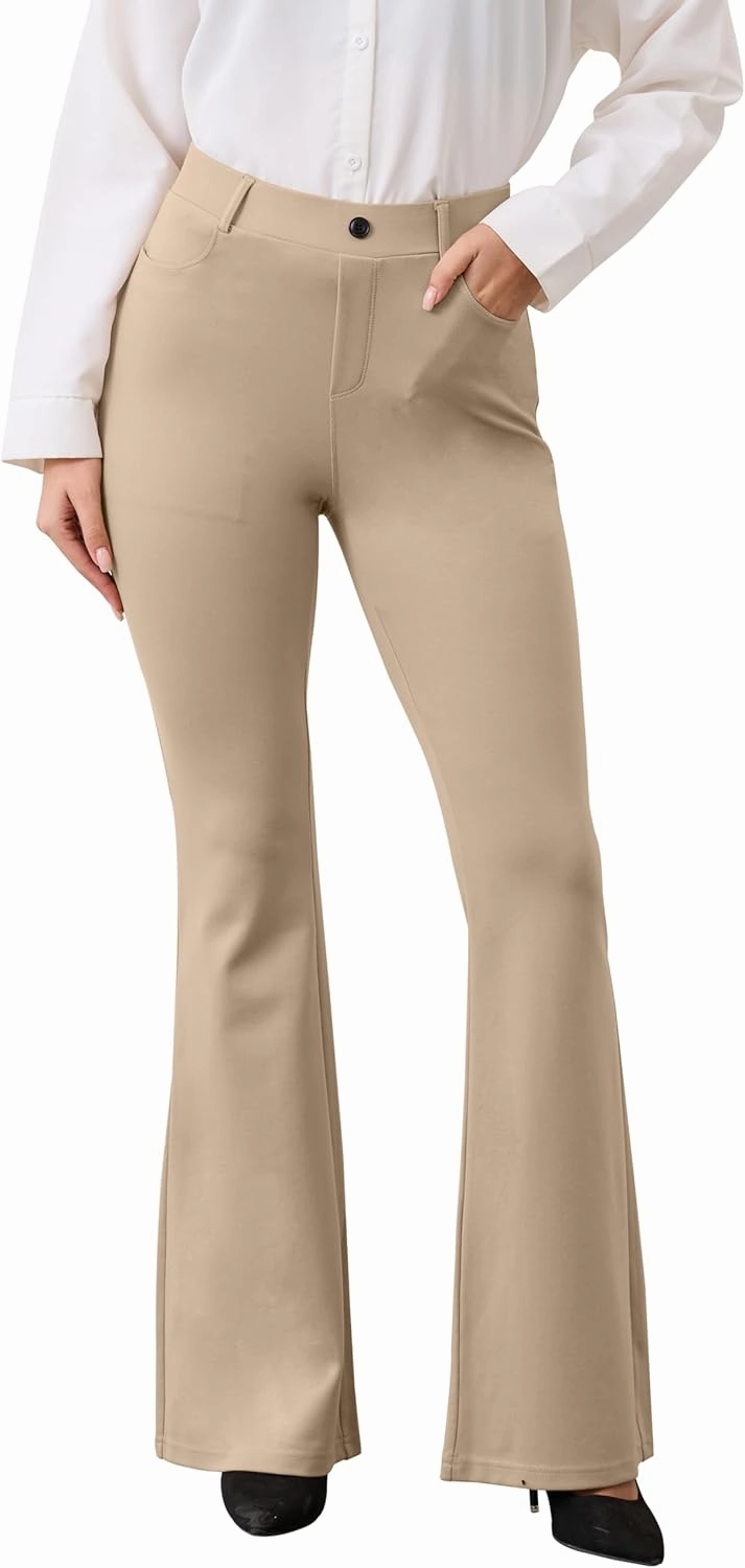VIMPEP Women’s Classic Yoga Dress Pants High Rise Flare Soft Feeling Pull On Work Yoga Pants for Business Office Work 2102