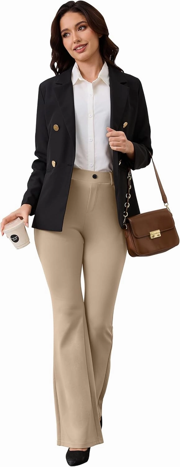 VIMPEP Women’s Classic Yoga Dress Pants High Rise Flare Soft Feeling Pull On Work Yoga Pants for Business Office Work 2102