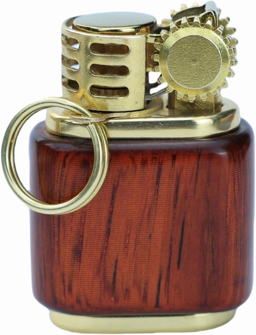 Vintage Rosewood Kerosene Lighter, Hanging Ring, Antique Style